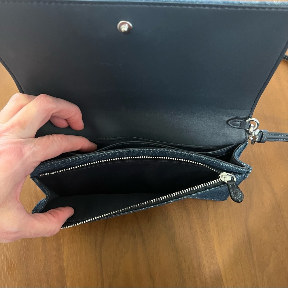 Coach Blue Denim Ana Crossbody Bag/Clutch with Studded Details - Picture 6 of 16